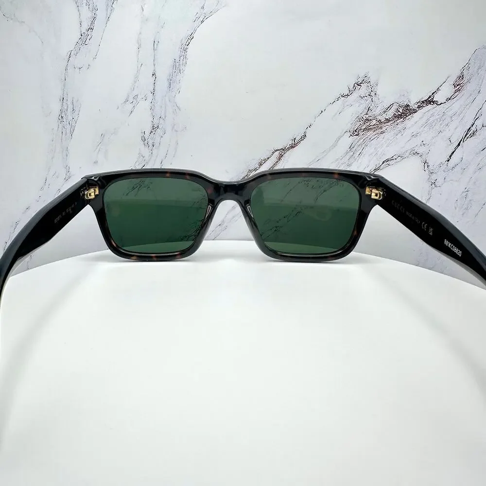 New GUCCI Sunglasses Brown Gold Red Green Web 55-20-145 mm Mens Square Gucci - Picture 16 of 16